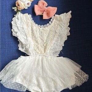 White Lace Ruffle Baby Romper